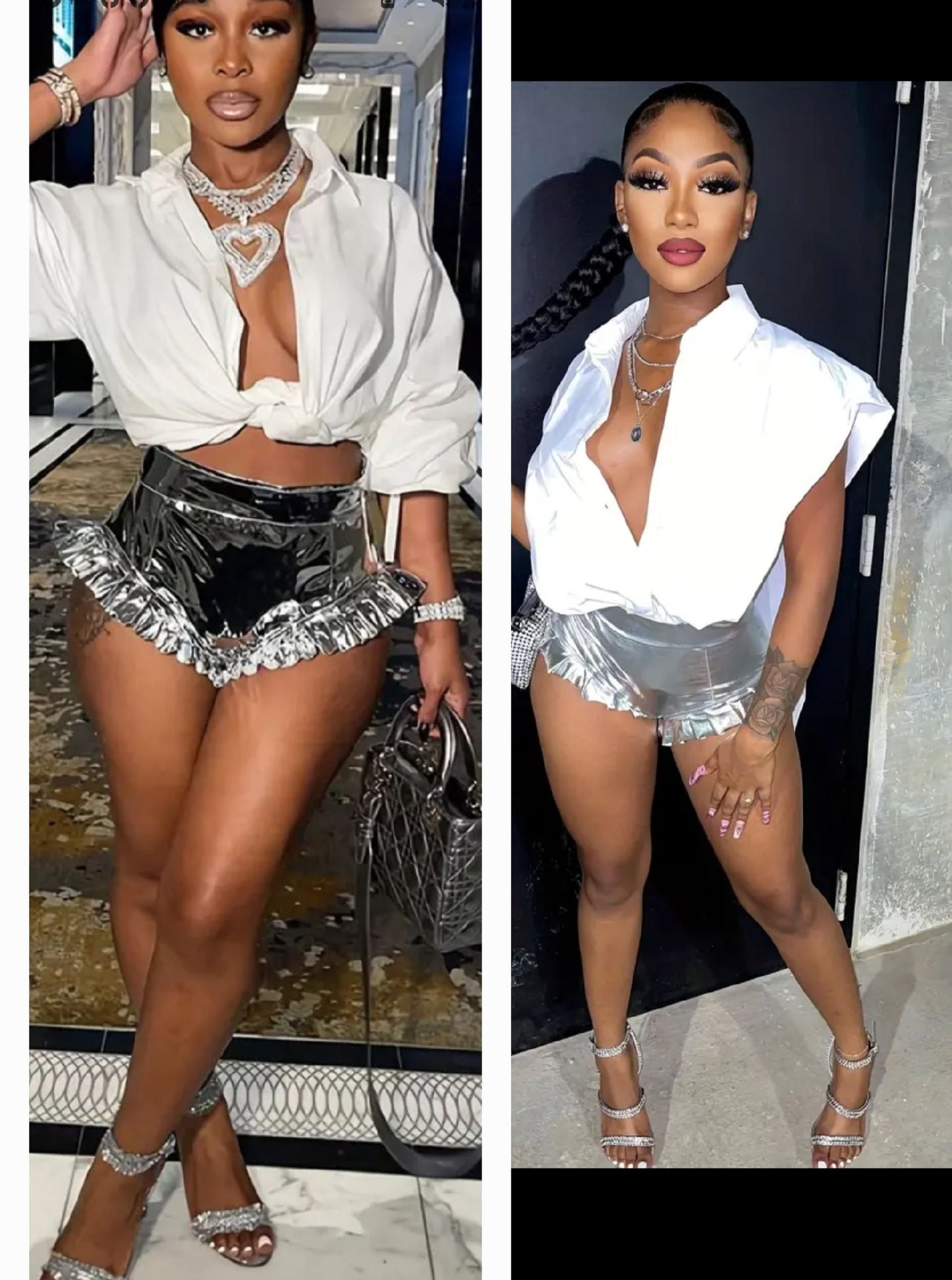 Metallic Ruffle Shorts
