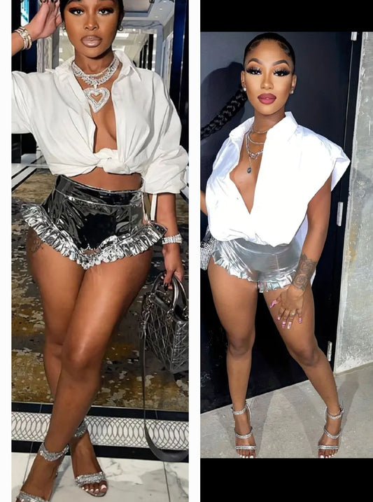 Metallic Ruffle Shorts