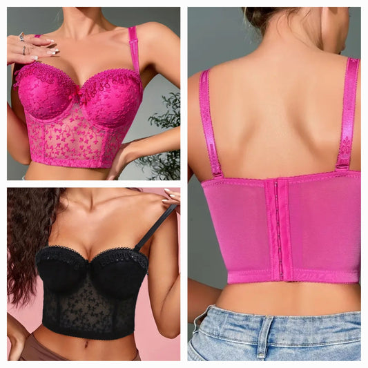 Embossed Bralette  Bustier Fuschia or Black