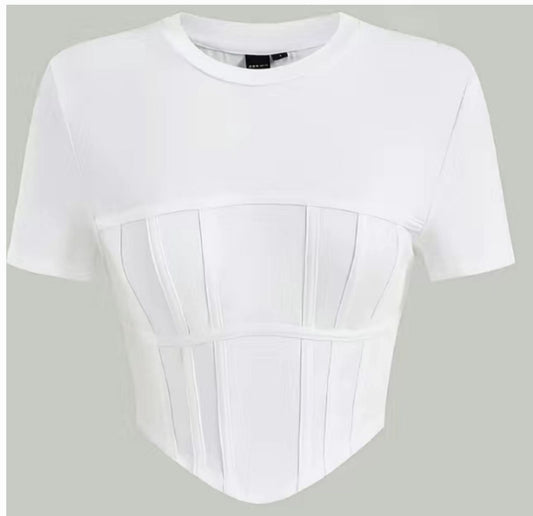 White Crop 3D Top