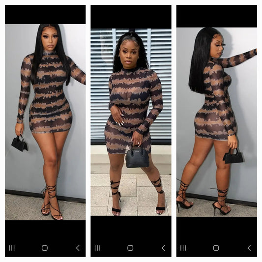 2Tone Flesh color Dress Long sleeve