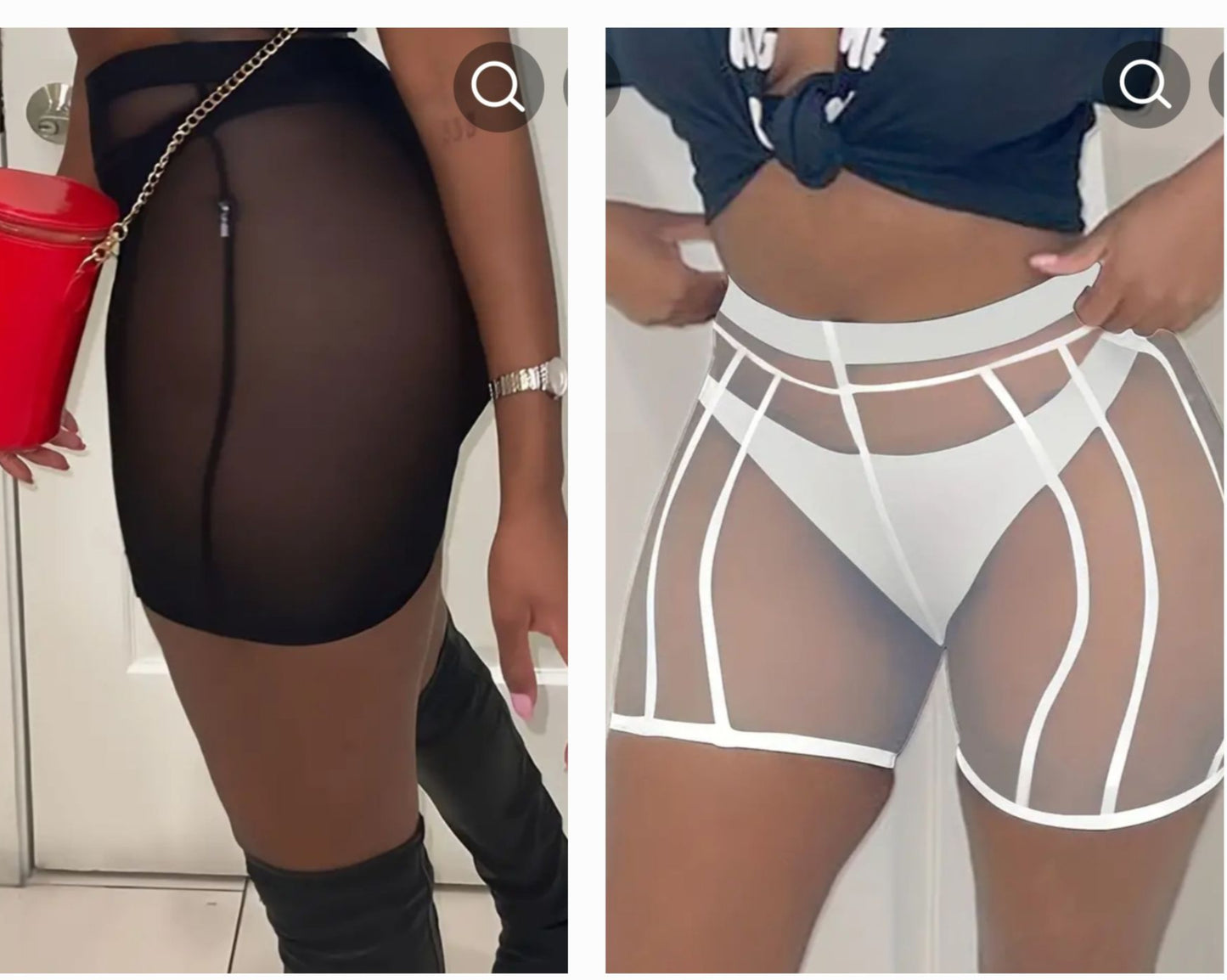 Mesh Seam Shorts - Pink/White/Black