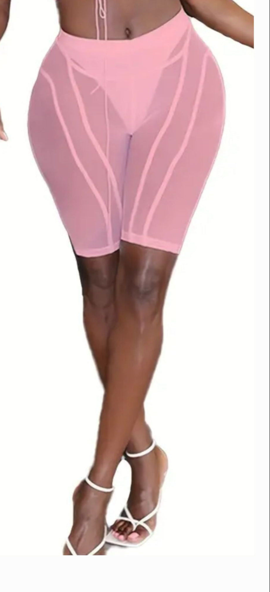 Mesh Seam Shorts - Pink/White/Black