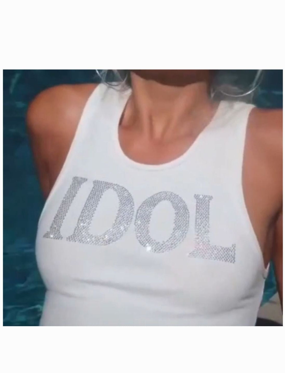 Graphic Tee Crop Top Rhinestone IDOL