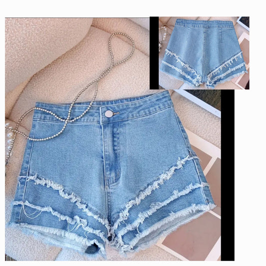 Denim Ruffle Shorts
