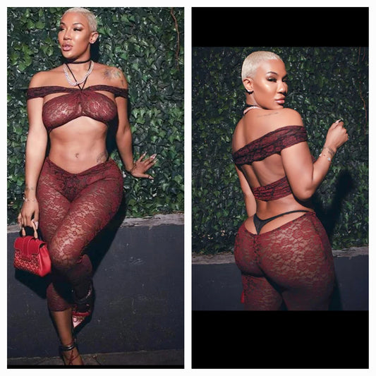 Lace Bandage top pant set