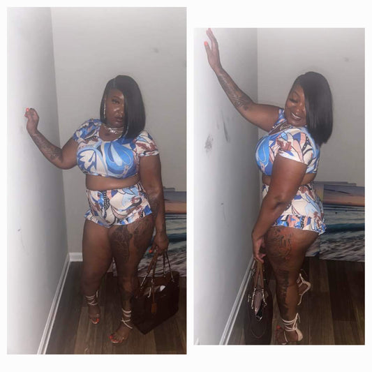Crop Top Ruffle short set