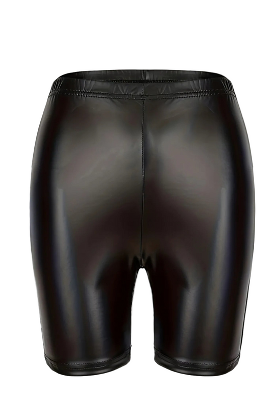 Faux Leather Biker Shorts
