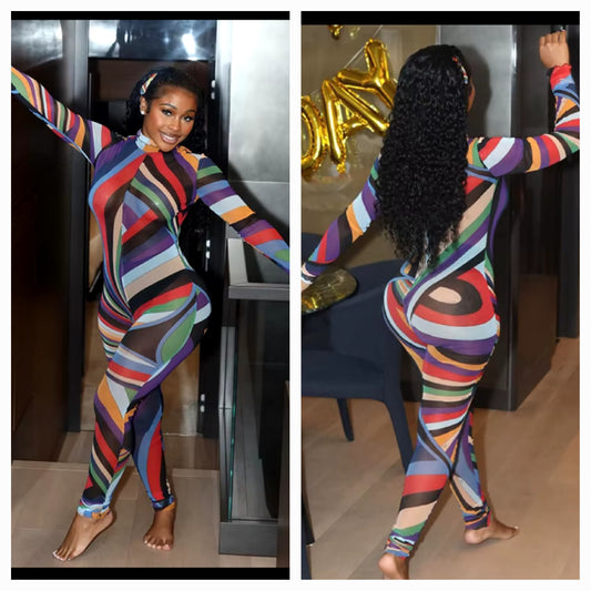 Swirl Mutli color Jumpsuit Geo