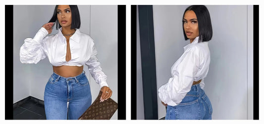 White Button-up Crop Top