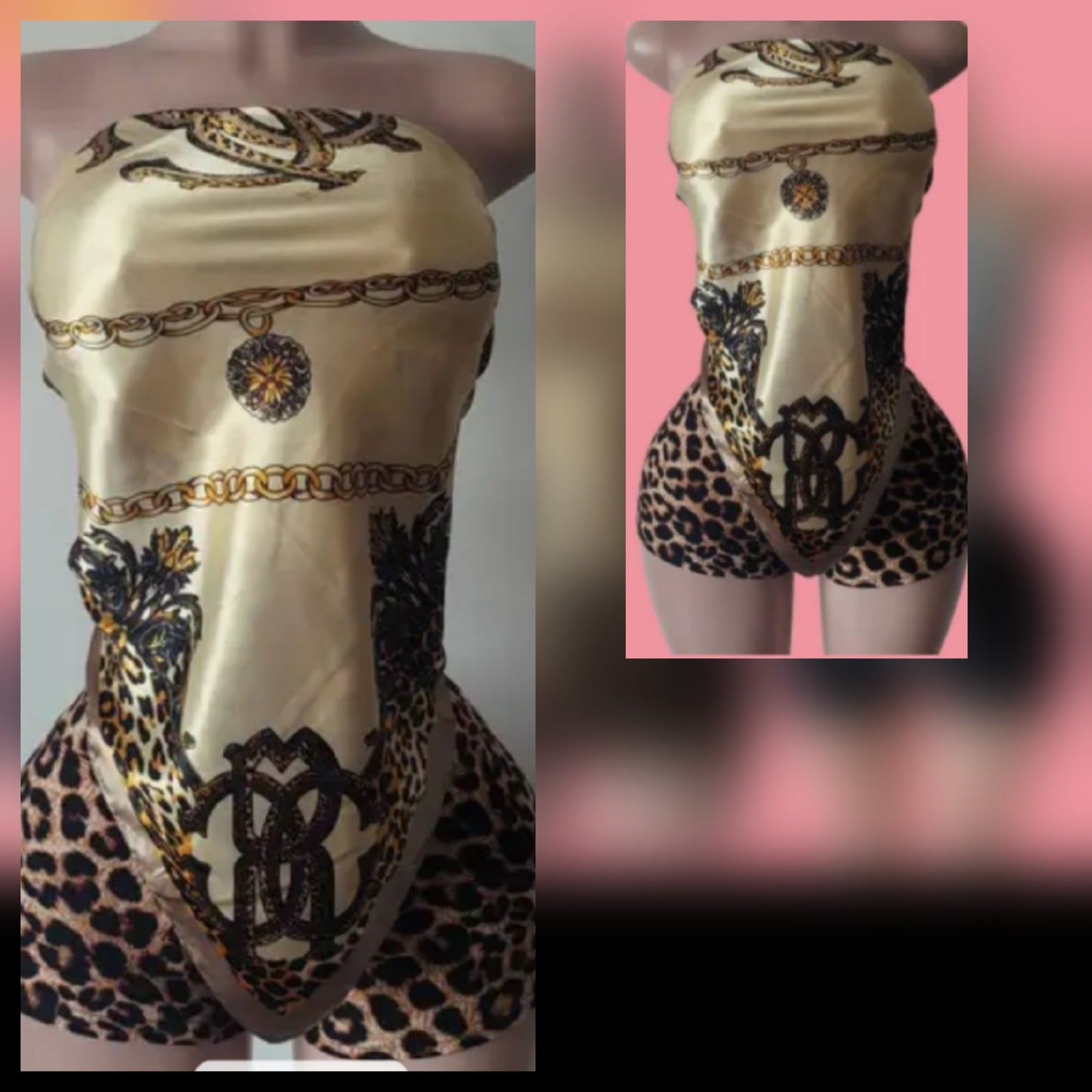 Cheetah Scarf Short Set