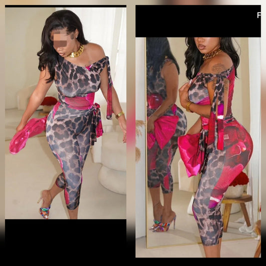 Animal print pant set