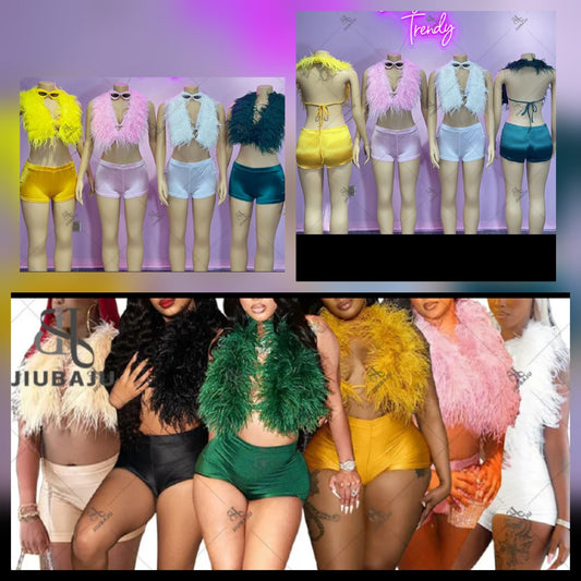 Fur Top Short Set