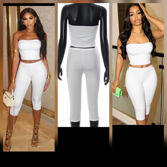 White Tube Top Pant Set