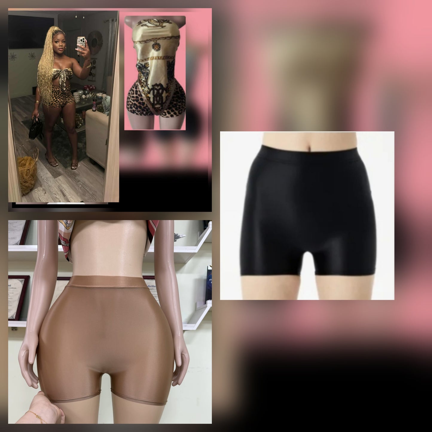 Cheetah Scarf Short Set