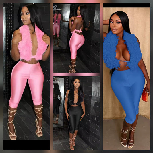 Capri Fur Pant set
