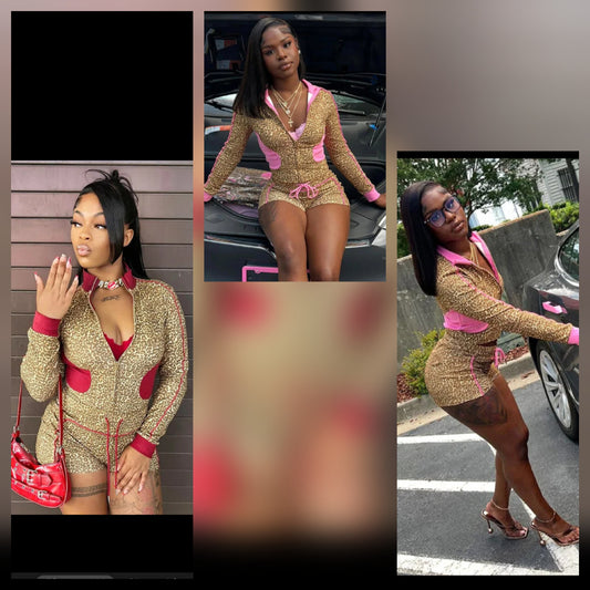 Chill Color block Short set -pink or red