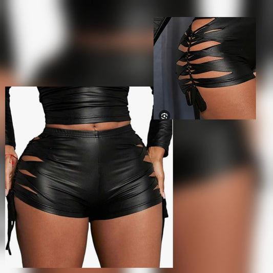 Cutout SHORTS Faux Leather