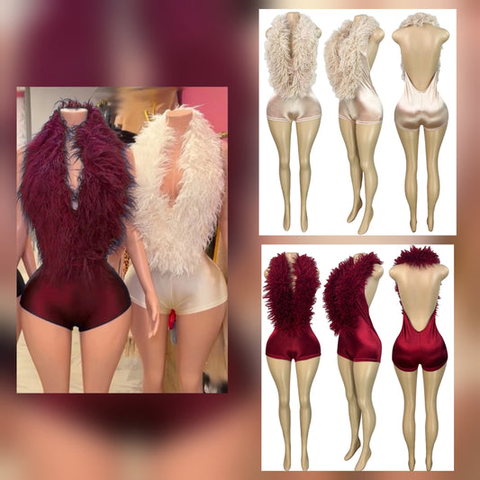 Fur Collar Romper