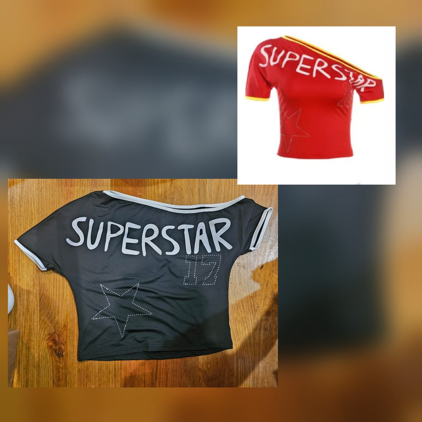 Rhinestone Yellow Trim Graphic Tee Superstar or Black