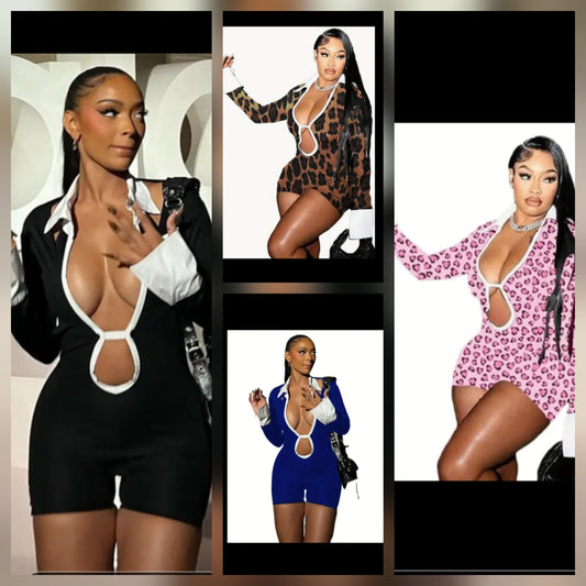 White collared Romper - 4 colors