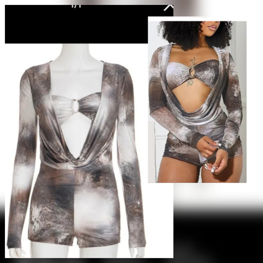 Classy Romper Stone Wash Brown