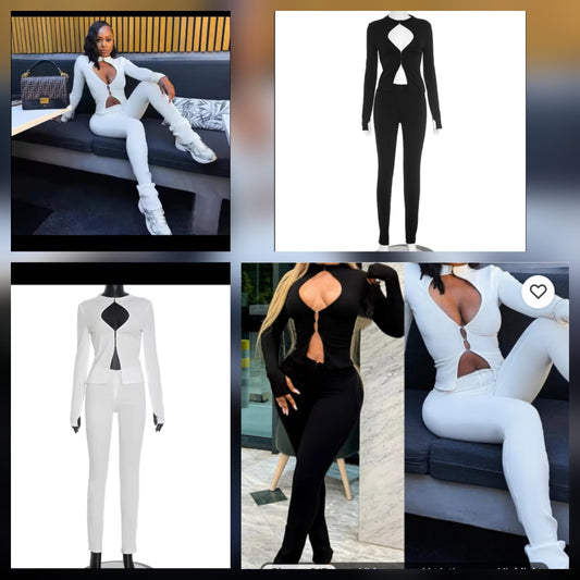 Pant Set Open Chest / White or Black