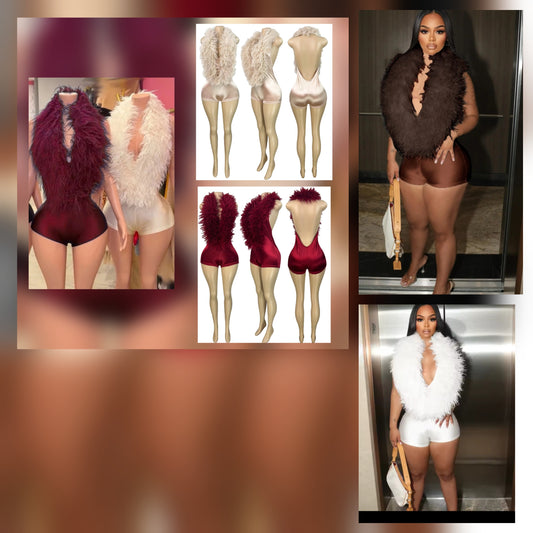 Fur Collar Romper