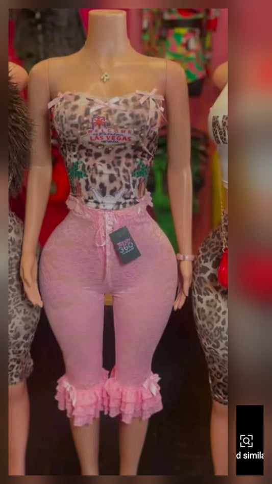 Pink Cheetah Graphic Pant Set