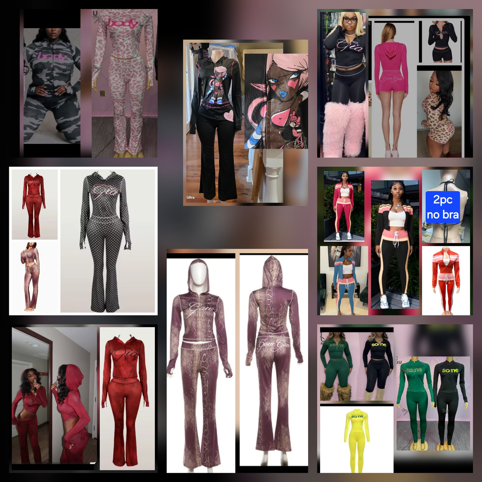 Variety of stylish outfits from the 2 pant sets sale featuring different colors and styles.