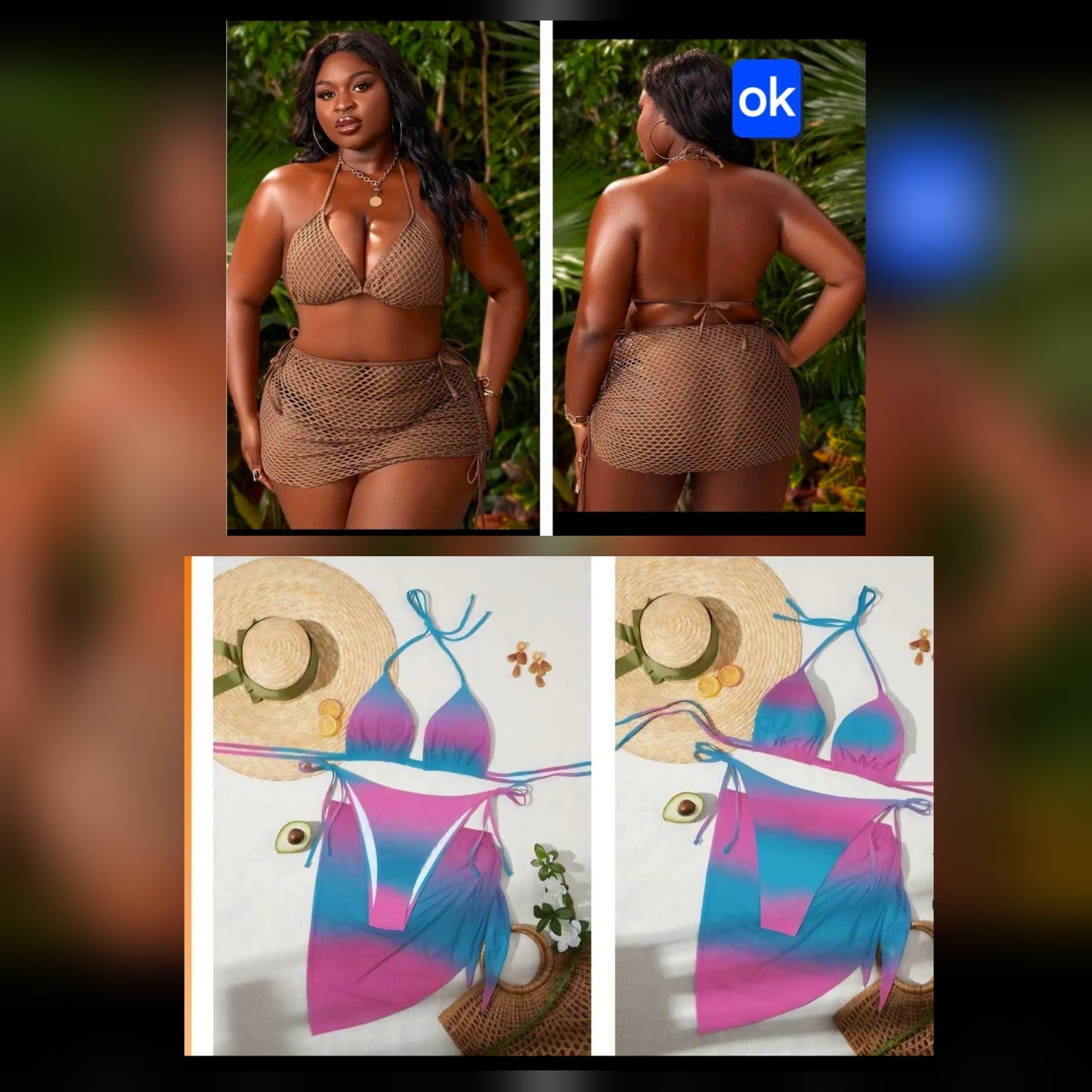 Brown 3pc Bikini plus