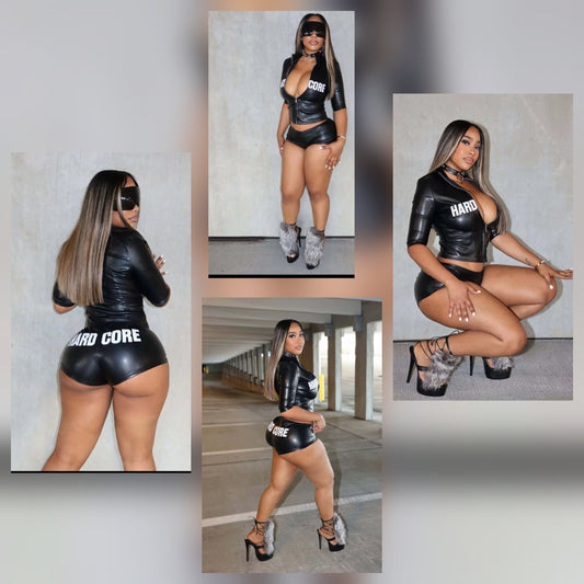 Hardcore Faux Leather Short Set