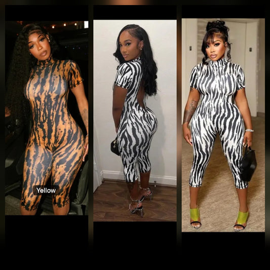 Zebra capri jumpsuit