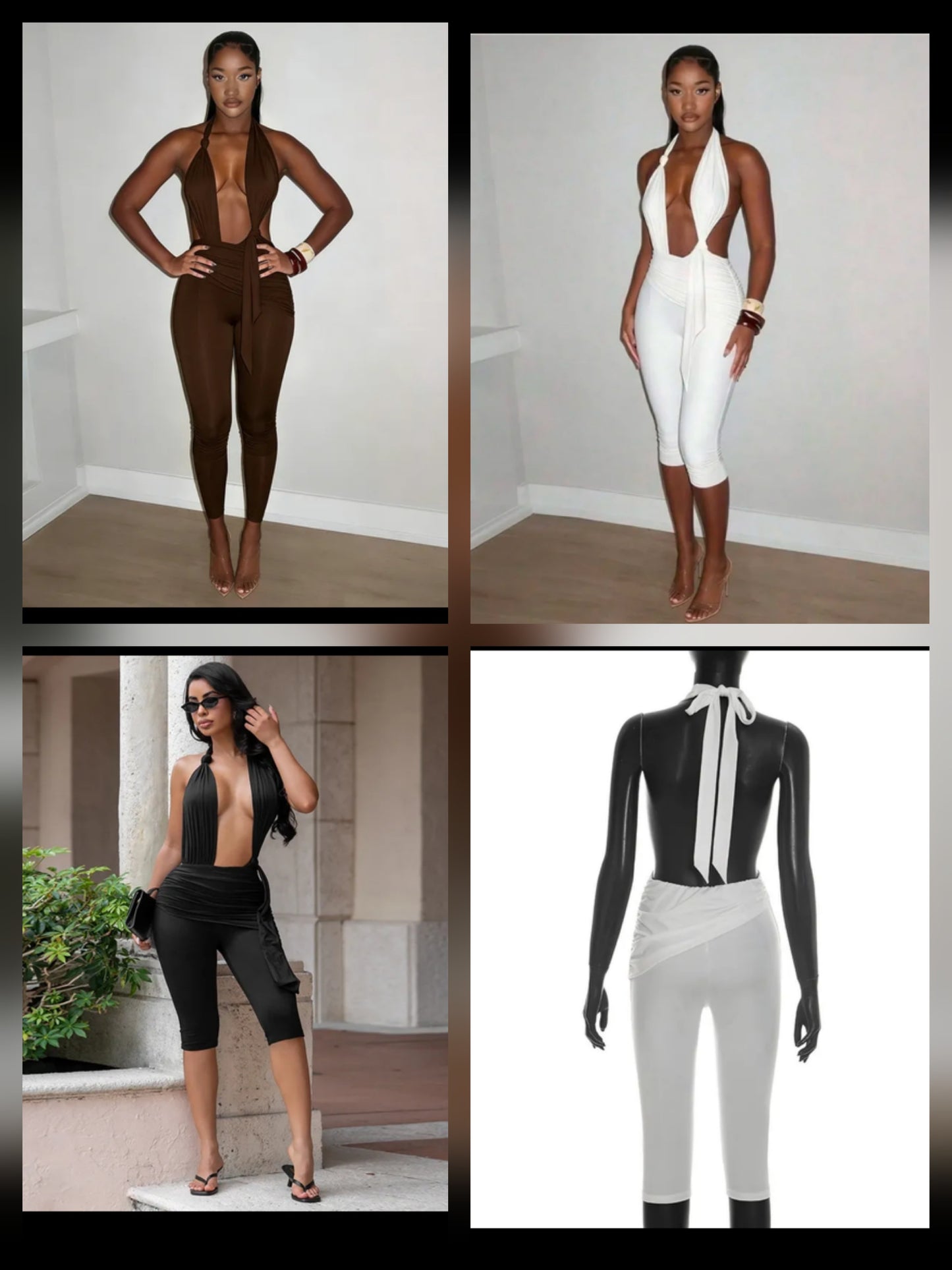 Plunge capri Jumpsuit 3 colors