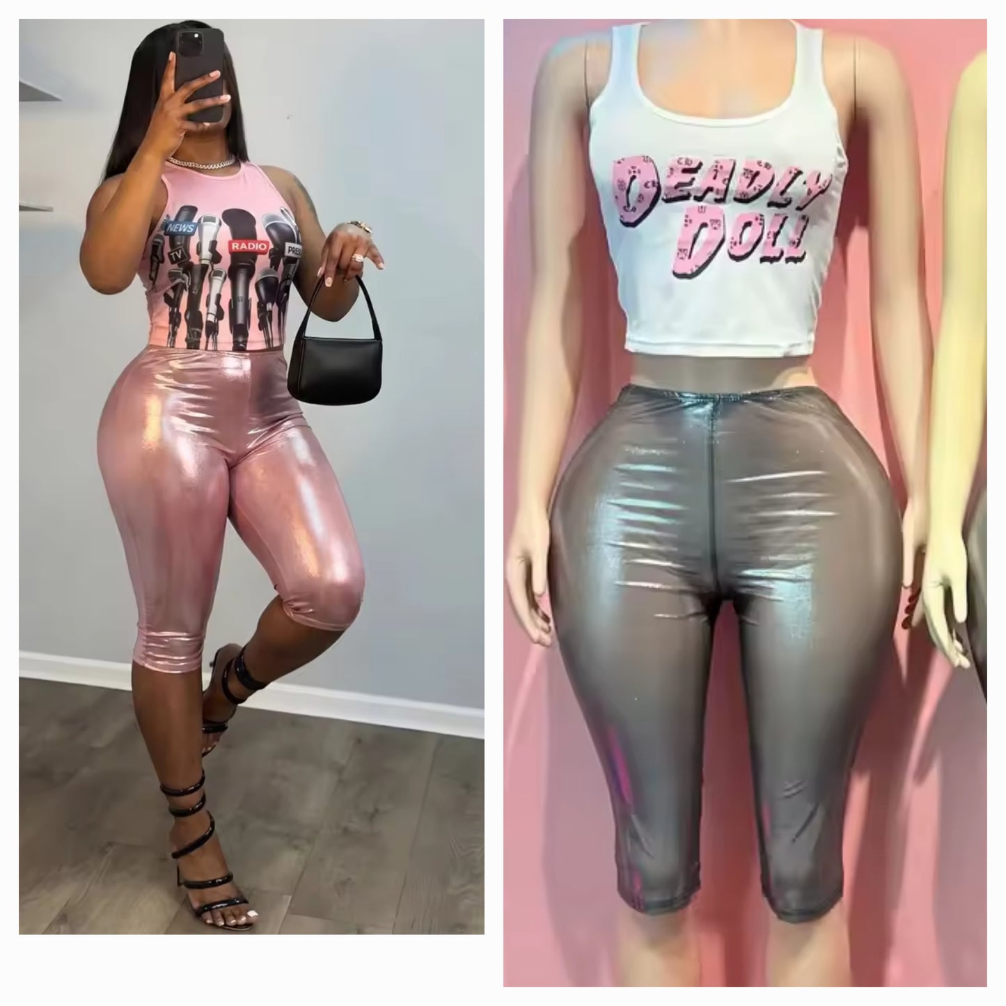 Transparent Metallic Capri Set