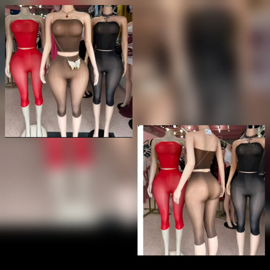Mesh 2pc Capri Set
