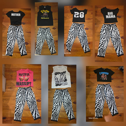 Zebra print sequin Pant Set