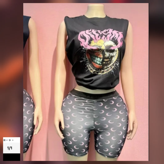 MOON Pink Biker Short Set