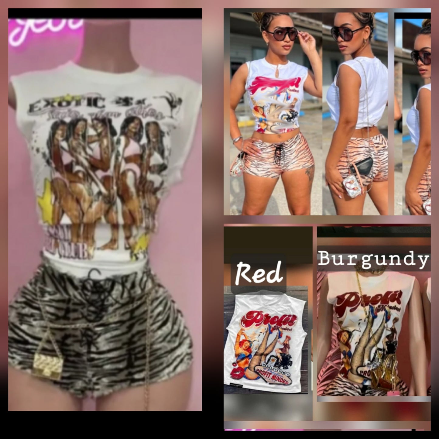 Graphic top Cheetah Short Set