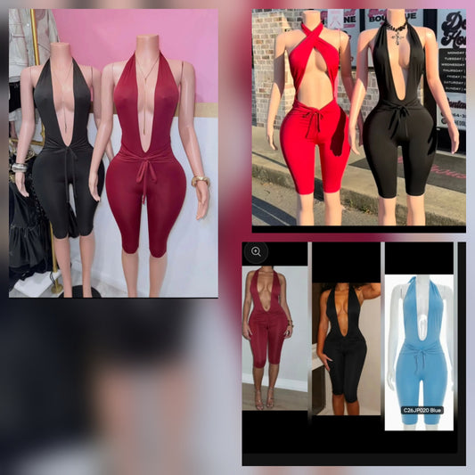 Capri Jumpsuit plunge neckline