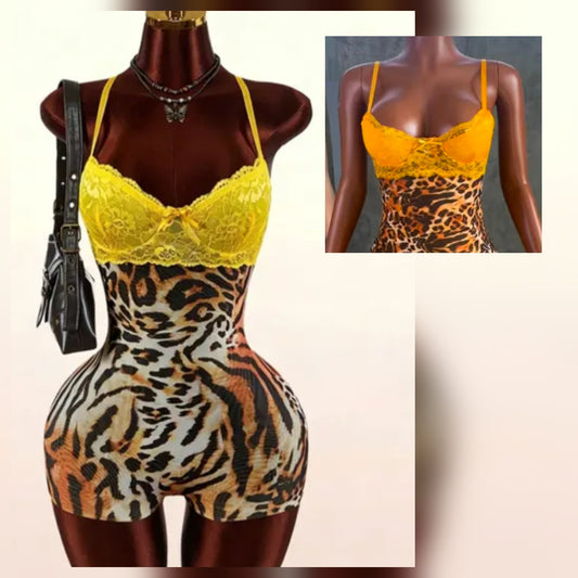 Cheetah Romper Yellow