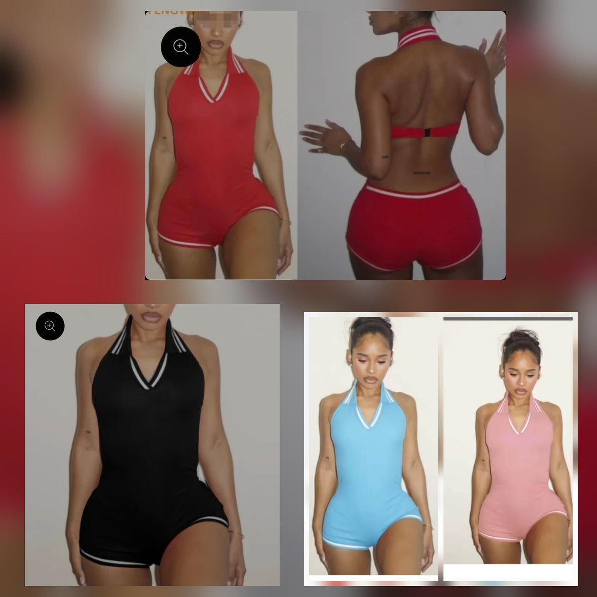 Backless Collared Romper  3 Colors