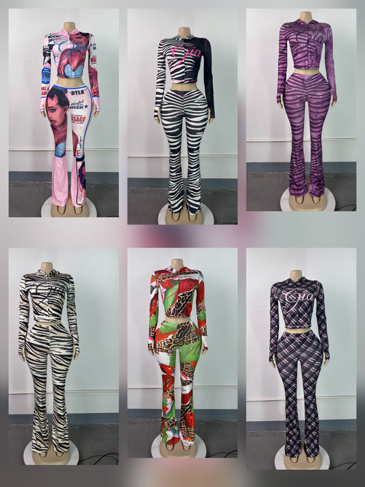 Graphic Pant Set Print & Tiger