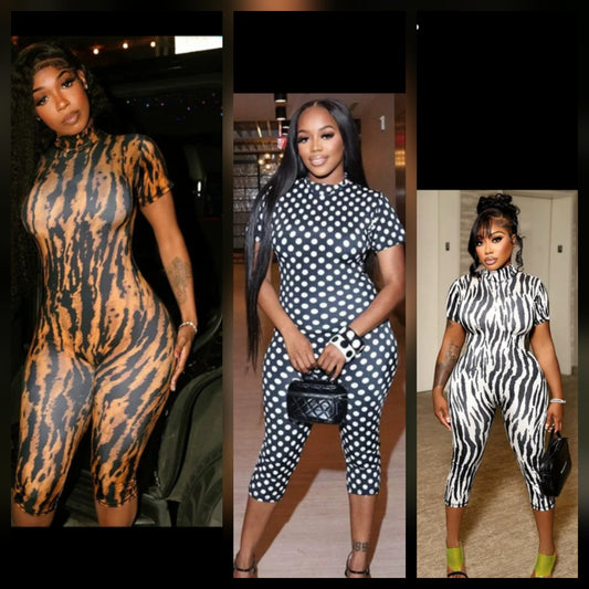 Zebra Polka capri jumpsuit