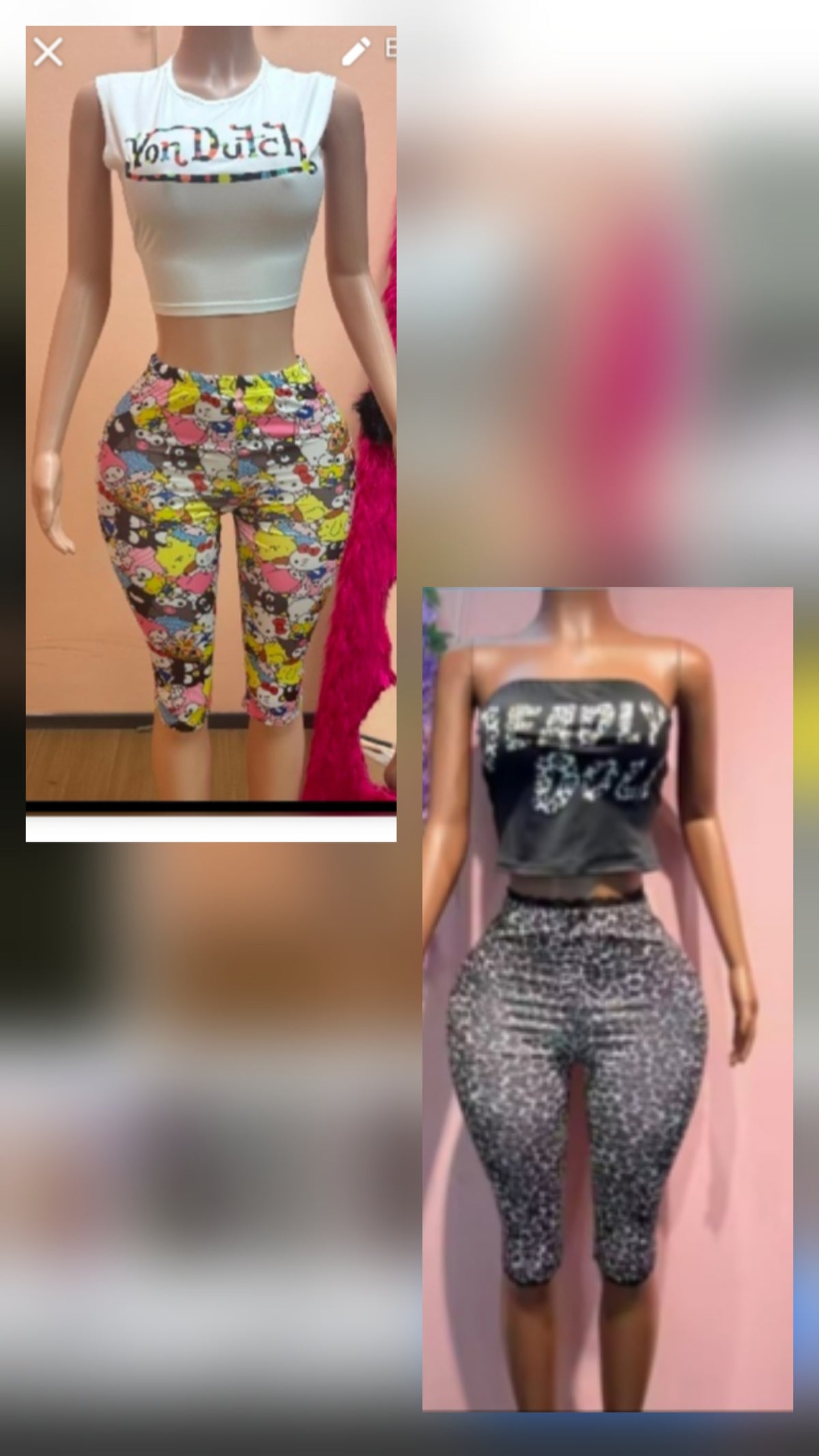 Colorful or Cheetah Graphic Capri Set dd