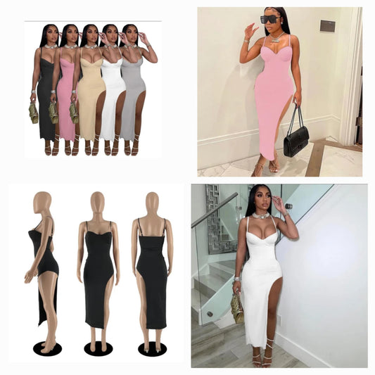 HIgh Slit Spaghetti Strap Dress
