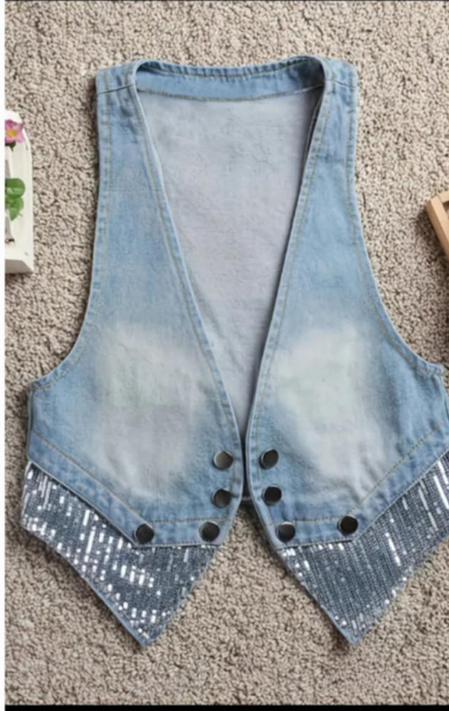 Denim Vest with Silver detail