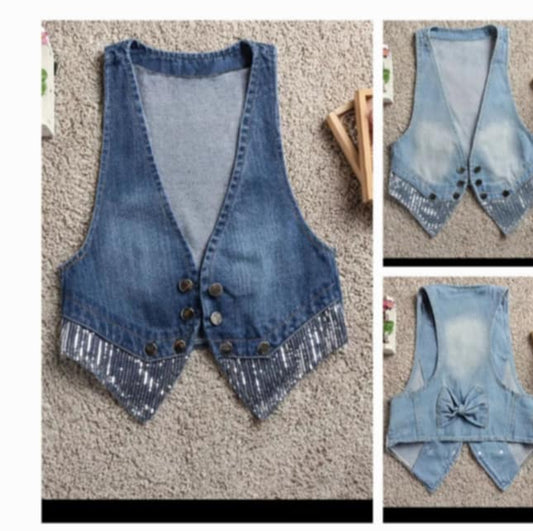 Denim Vest with Silver detail