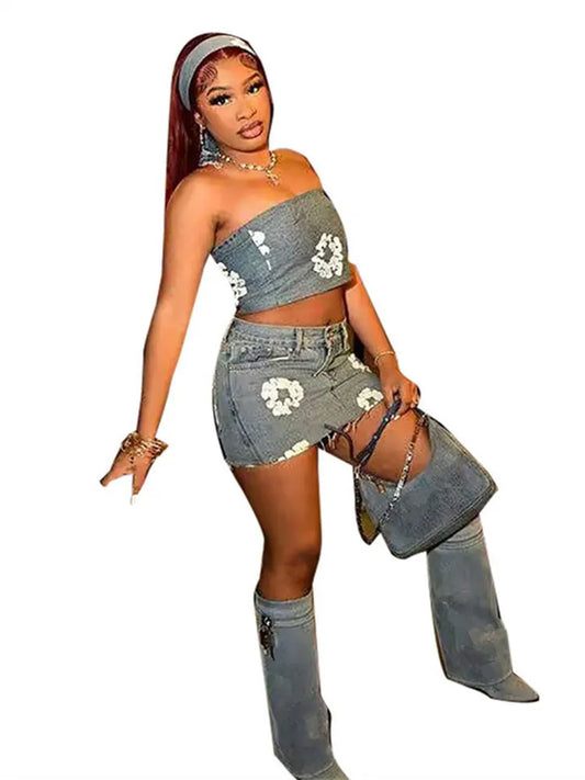 Denim Flower Set