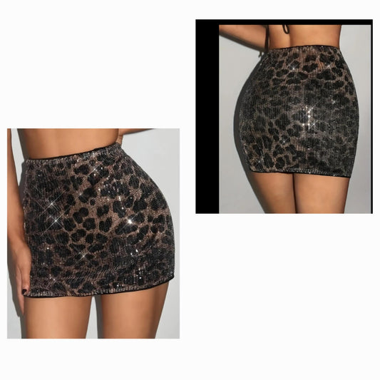 Cheetah Sequin Skirt